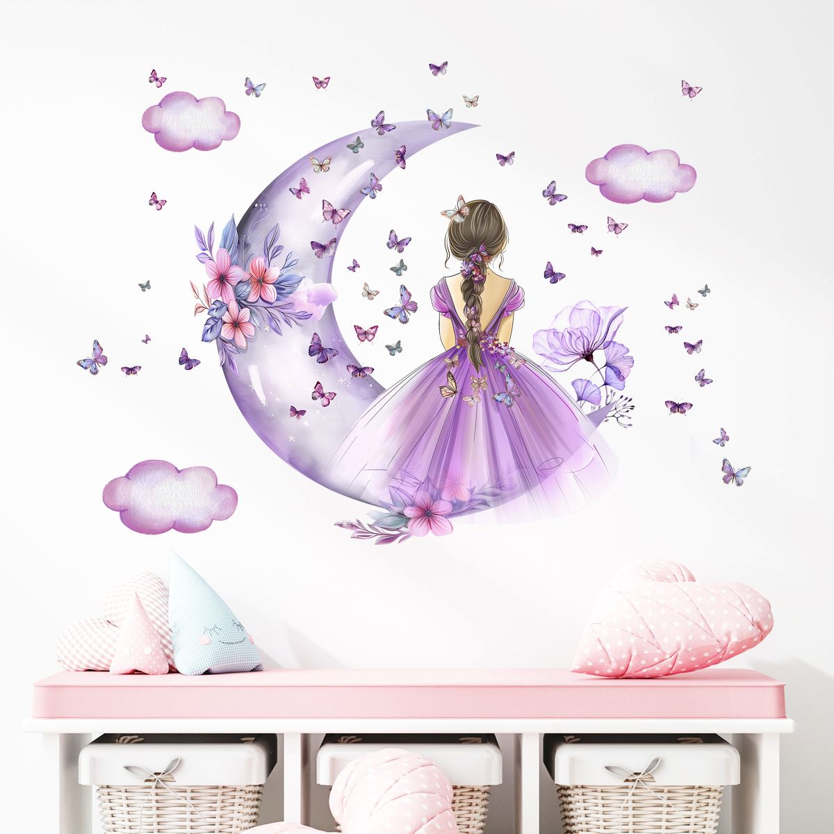 Décoration Murale - PrincesseSticker™ - Lune Mauve - Baby lovy