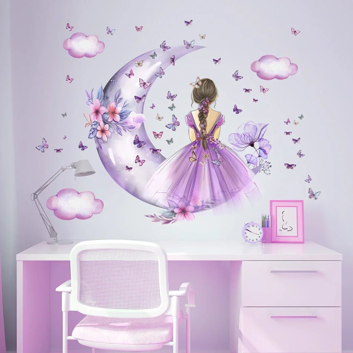 Décoration Murale - PrincesseSticker™ - Lune Mauve - Baby lovy