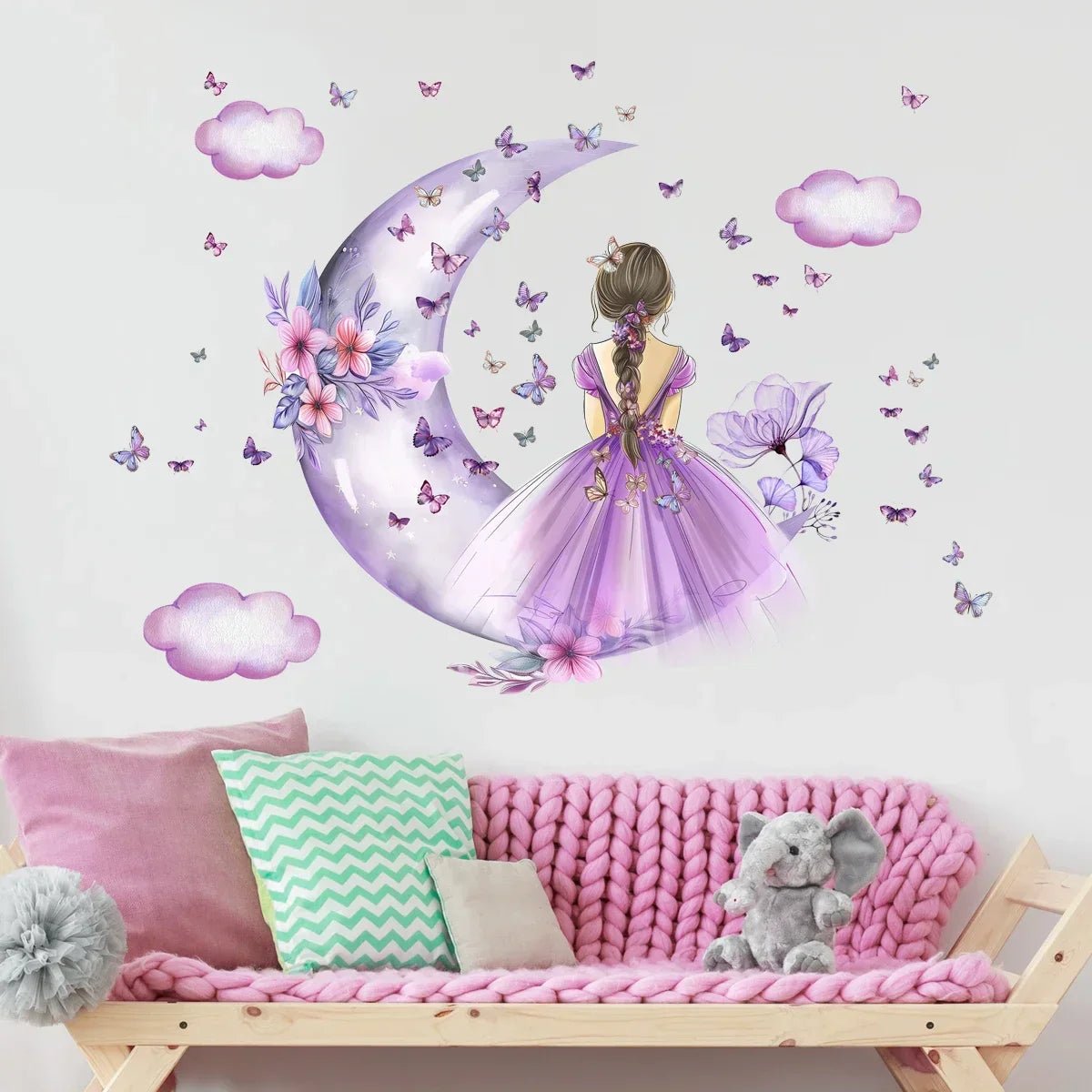 Décoration Murale - PrincesseSticker™ - Lune Mauve - Baby lovy