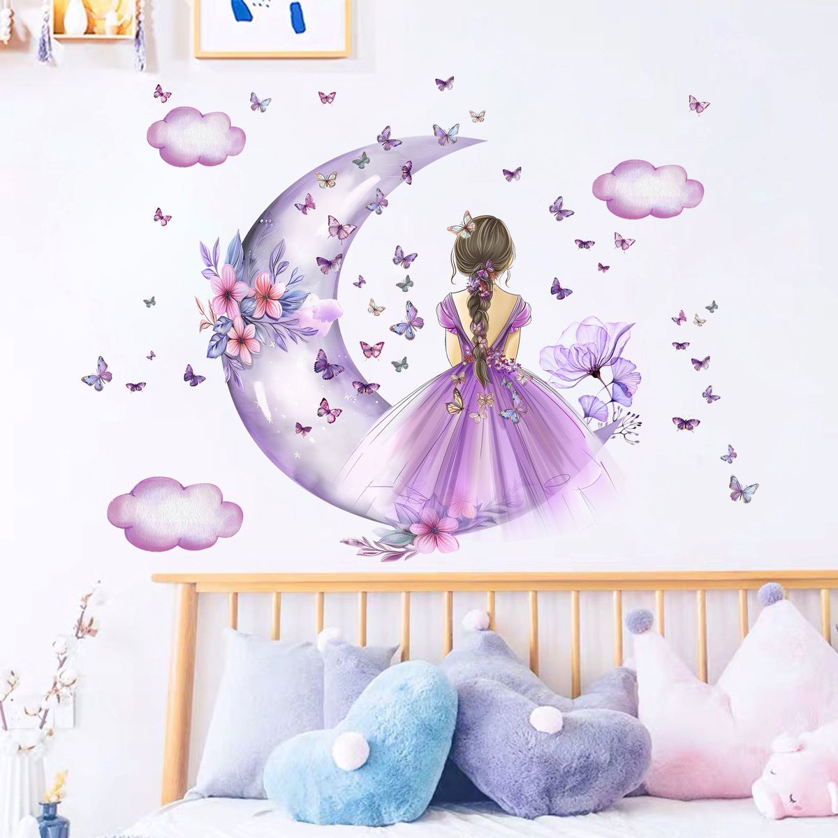 Décoration Murale - PrincesseSticker™ - Lune Mauve - Baby lovy