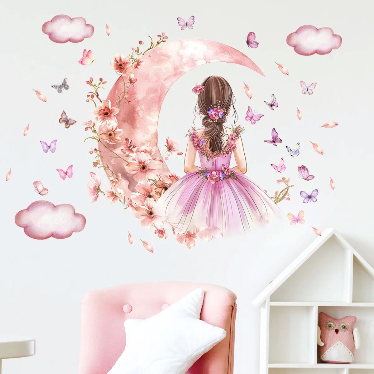 Décoration Murale - PrincesseSticker™ - Lune Rose - Baby lovy