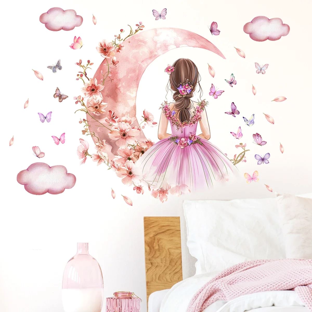 Décoration Murale - PrincesseSticker™ - Lune Rose - Baby lovy