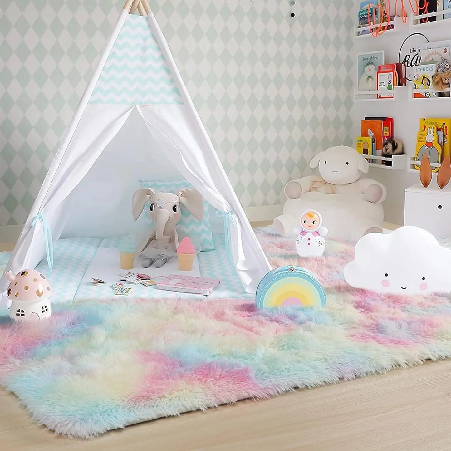 Tapis en Fourrure - HairyRugs™ - Arc - en - ciel - Baby lovy